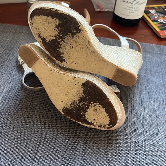 Platinum Leather Espadrilles Wedge Sandals - Picture 11 of 11
